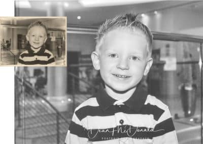 Restored black and white childhood photograph.