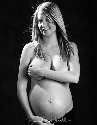 Pregnant woman in artistic black and white.
