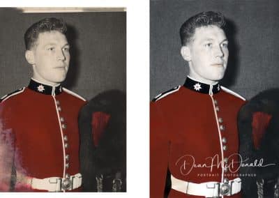 Restored historical military portrait comparison.