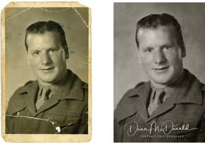 Restored vintage photograph comparison.