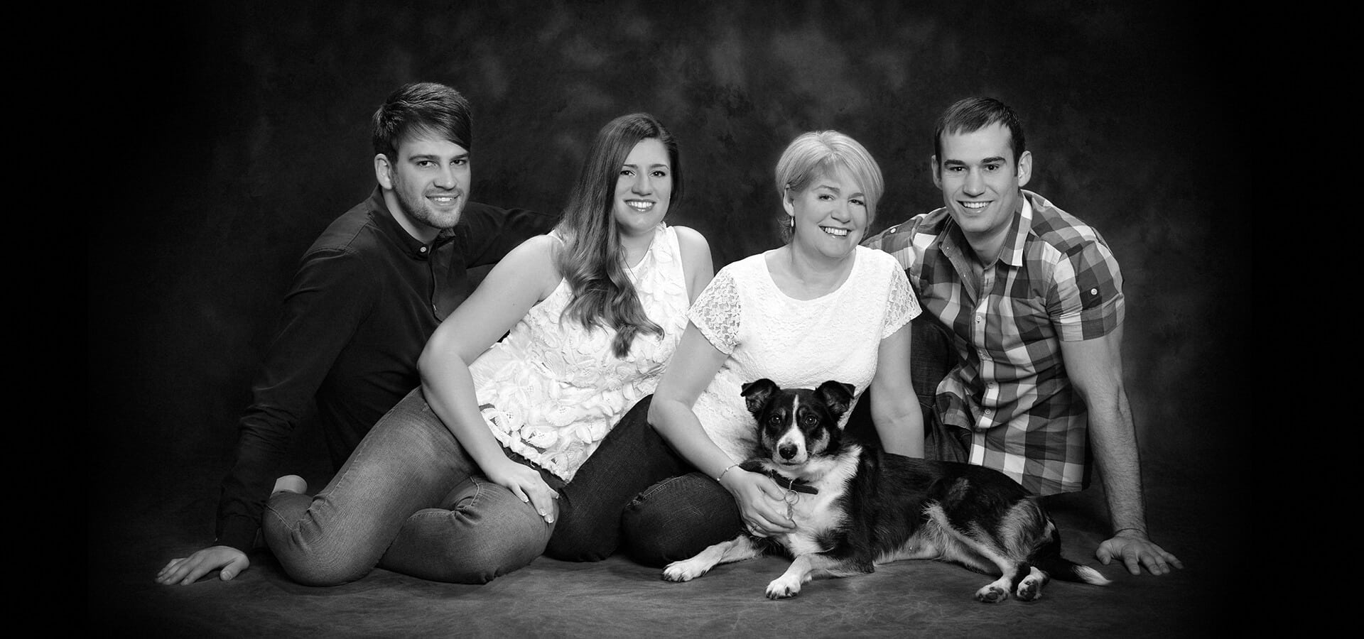 Family portrait with a dog.