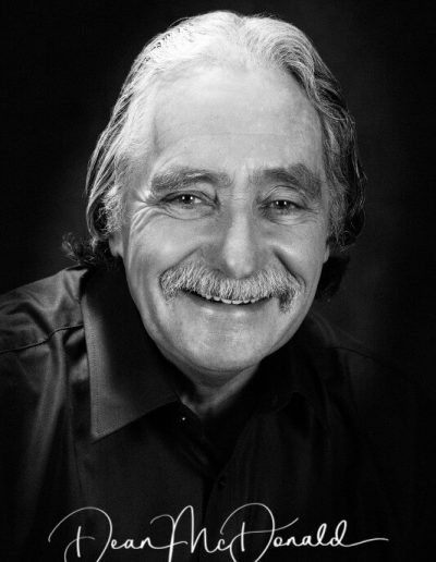 Black and white portrait of man.
